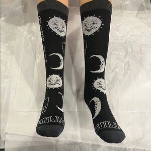 Black and Gray Ouija Board Moon Patterned Socks